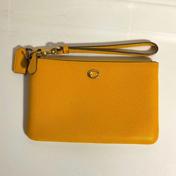 NWOT Coach Yellow Wristlet Clutch